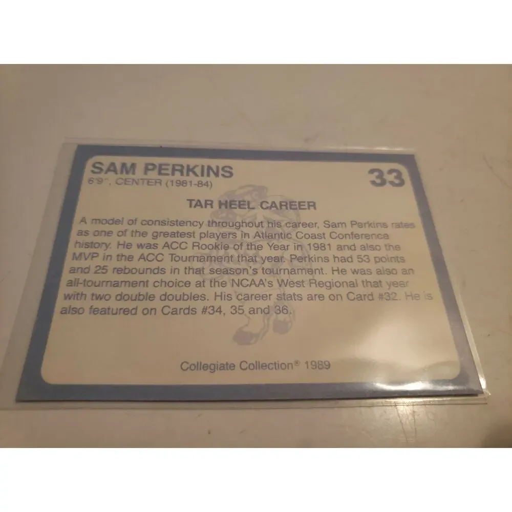 Sam Perkins 1989 Collegiate Collection #32 - North Carolina's Finest -Fresh Pull